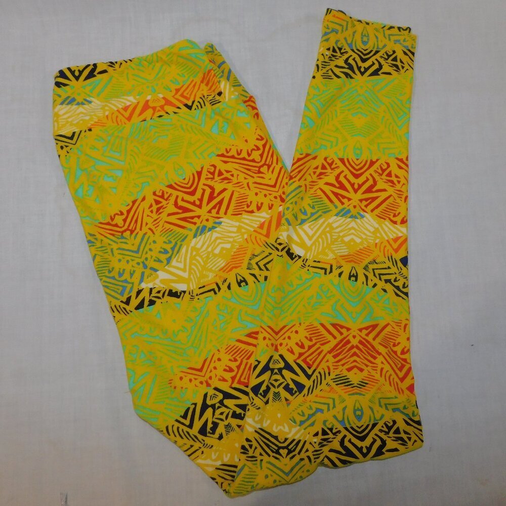 LuLaroe Yellow Multicolor Tribal print Womens fashion Leggings TC size 12 – 18